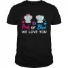 Gender Reveal Pink or Blue We Love You Mom Dad Baby Elephant Shirt Classic Men's T-shirt