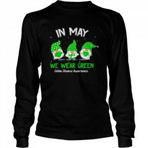 Gnome In May We Wear Green Ribbon Celiac Disease Awareness Tee Shirt Long Sleeved T-shirt