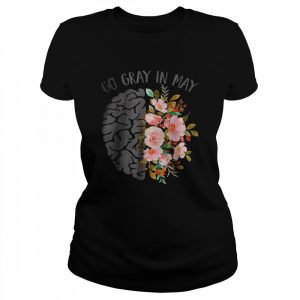 Go Gray In May Brain Tumor Awareness Floral Brain Cancer T-Shirt Classic Women's T-shirt