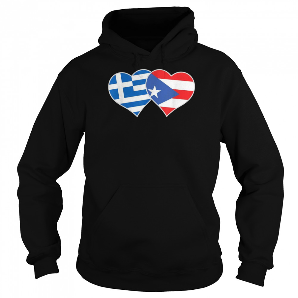 Greek Puerto Rican Flag Heart Love Greece Puerto RicoShirt Shirt Unisex Hoodie