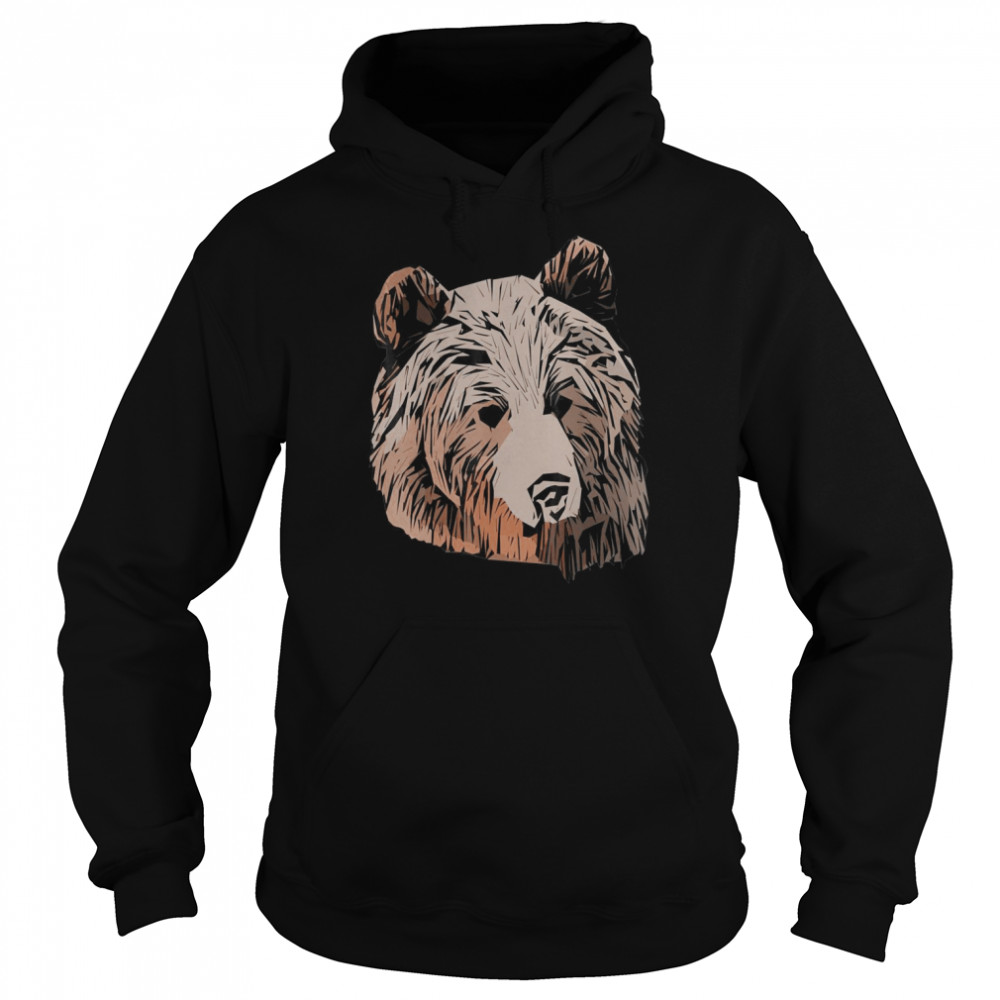 Grizzly Bear Motif Art Print Animal with Nordic BearShirt Shirt Unisex Hoodie