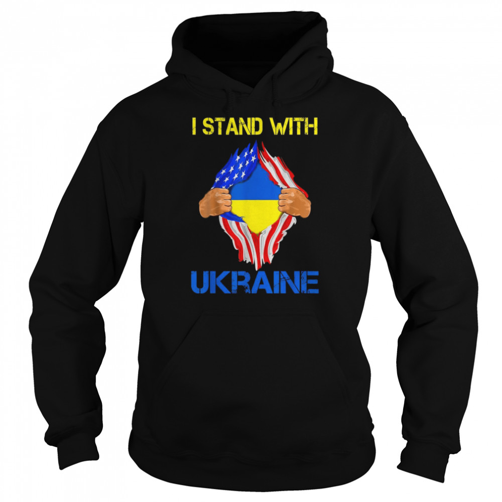 I Stand With Ukraine Ukrainian American Flag Ukraine Usa Shirt Unisex Hoodie