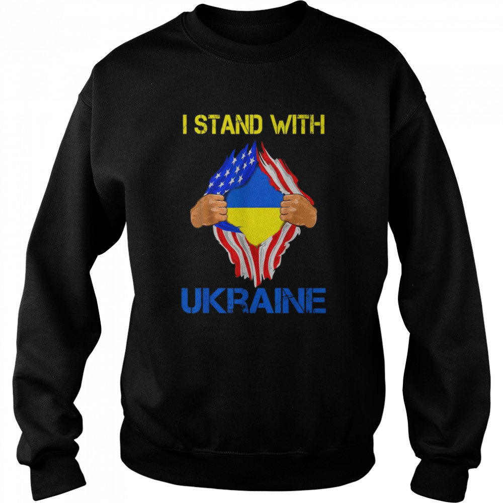 I Stand With Ukraine Ukrainian American Flag Ukraine Usa Shirt Unisex Sweatshirt