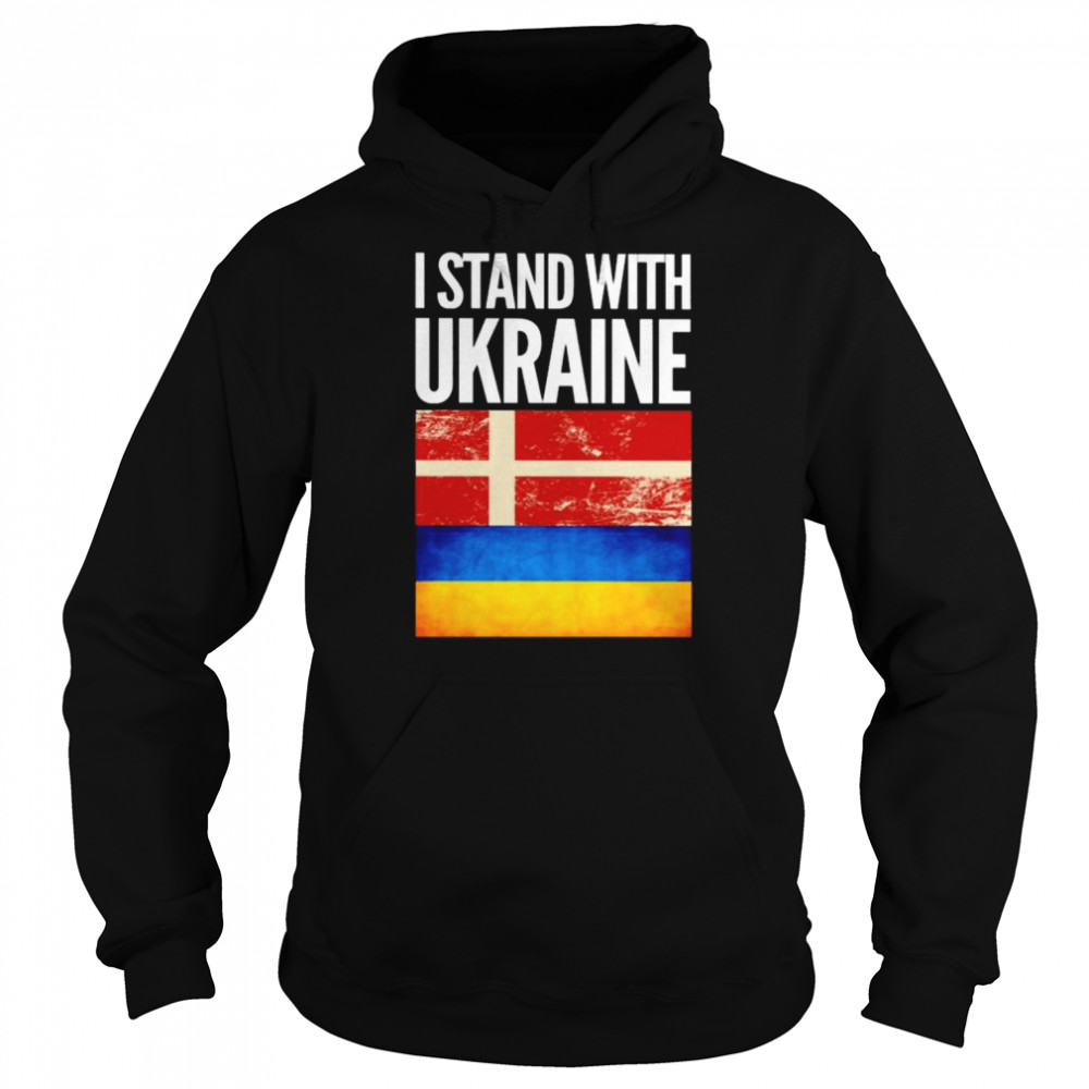 I Stand with Ukraine and Denmark Flag Shirt Unisex Hoodie