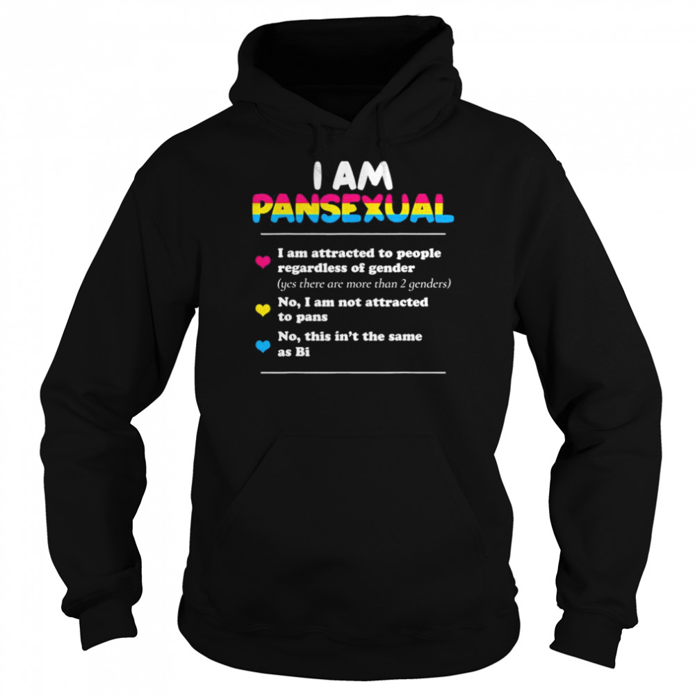 I am pansexual lgbtqia pride rainbow hearts  Unisex Hoodie