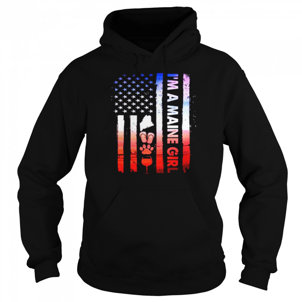 I’m a Maine Girl Camping American Flag  Unisex Hoodie