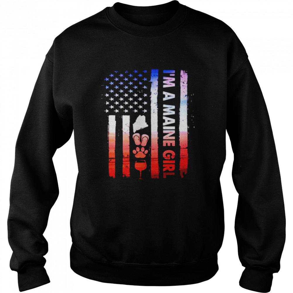 I’m a Maine Girl Camping American Flag  Unisex Sweatshirt