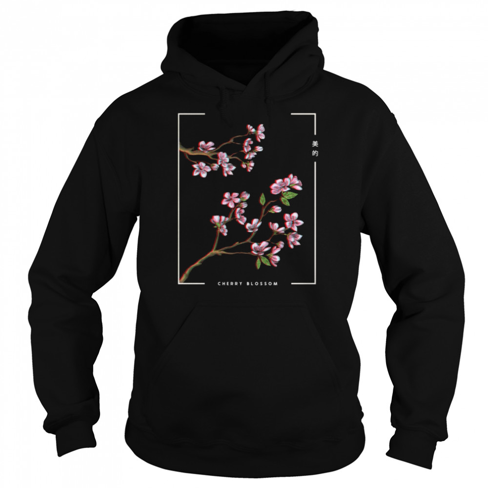 Japanese aesthetic vaporwave cherry blossom glitch anime Shirt Unisex Hoodie