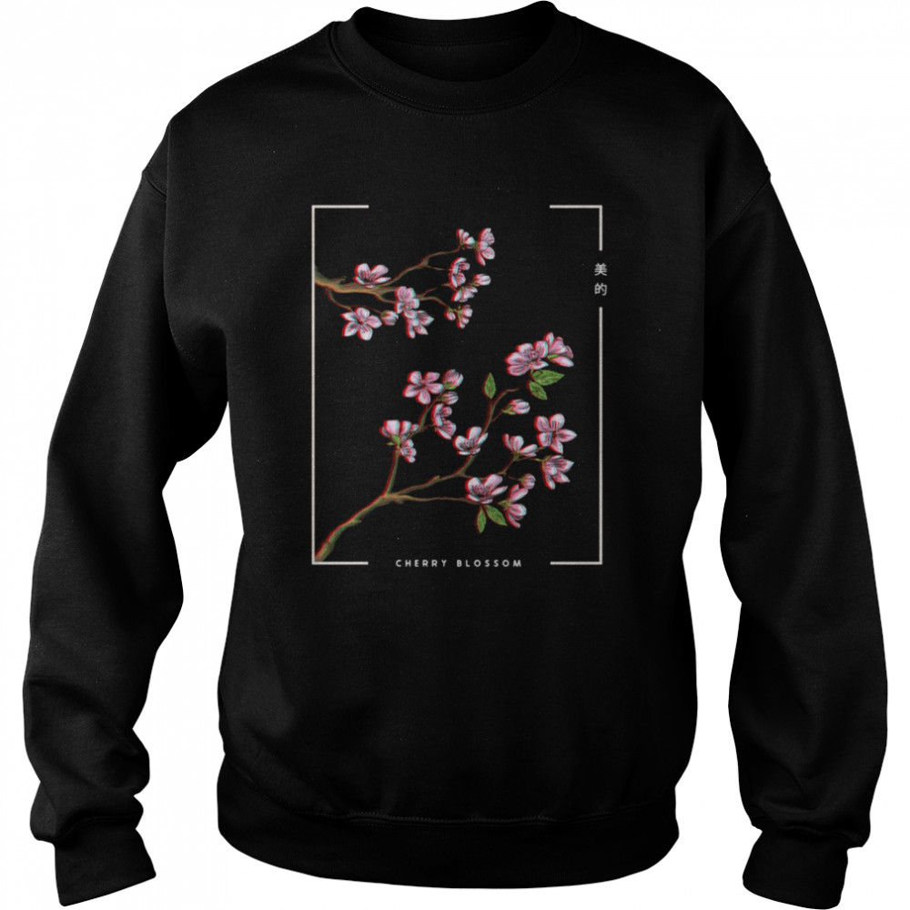 Japanese aesthetic vaporwave cherry blossom glitch anime Shirt Unisex Sweatshirt