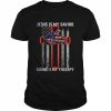 Jesus Is My Savior Riding Is My Therapy American Flag Cross T-Shirt Classic Men's T-shirt