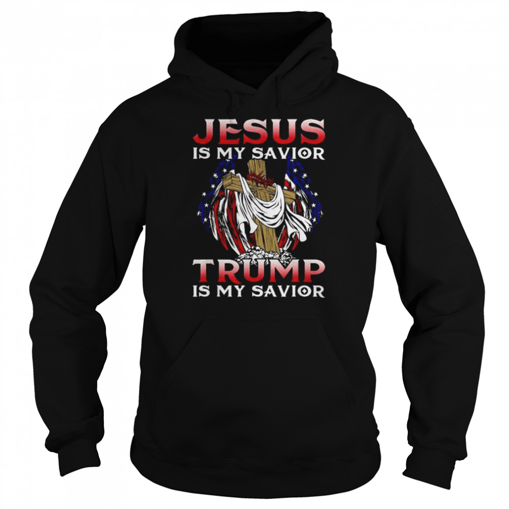 Jesus is my savior Trump is my savior president usa flag  Unisex Hoodie