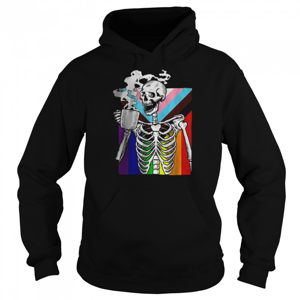 LGBT Skeleton Drink Coffee Gay transge T-Shirt Unisex Hoodie