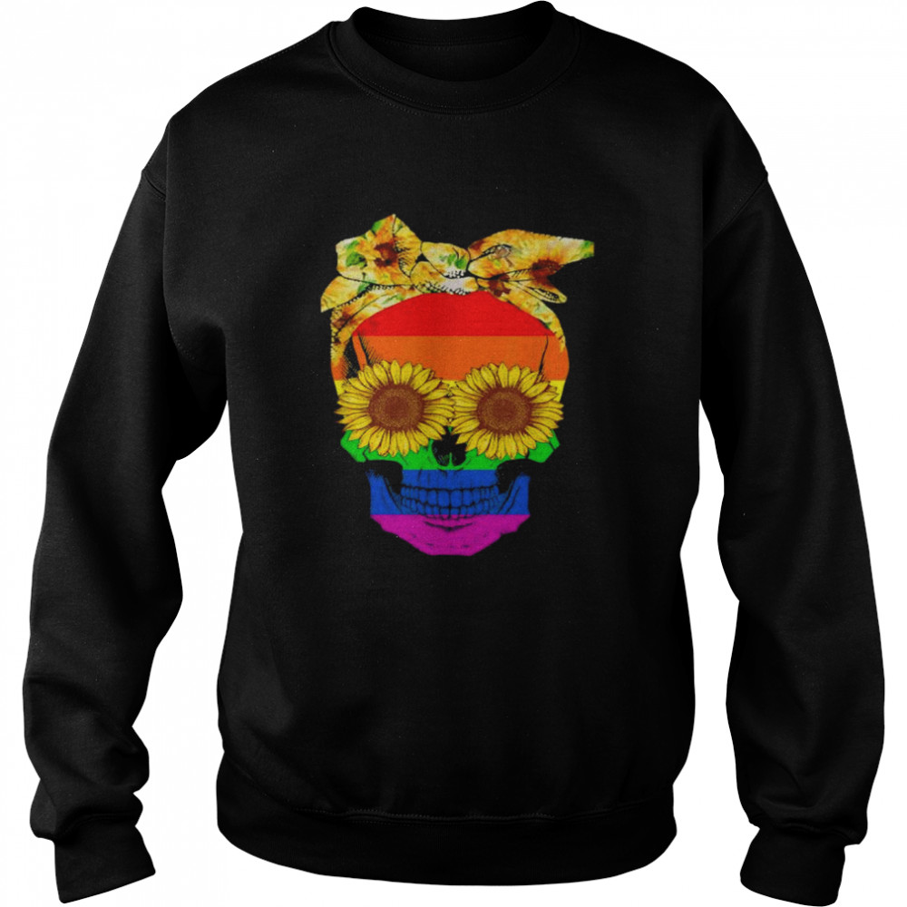 LGBT flag skull sunflower  Unisex Sweatshirt