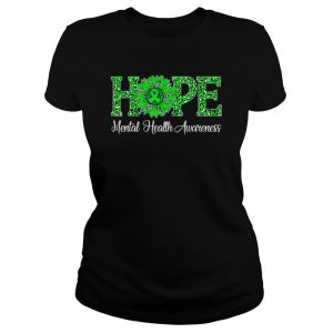 Leopard sunflower hope mental health awareness green ribbon  Classic Women's T-shirt