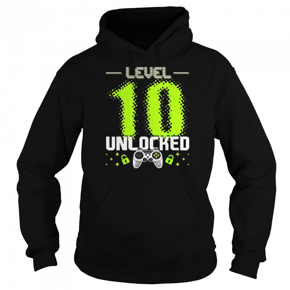 Level 10 Unlocked Video Gamer 10th Birthday Gamer Boys Shirt Unisex Hoodie