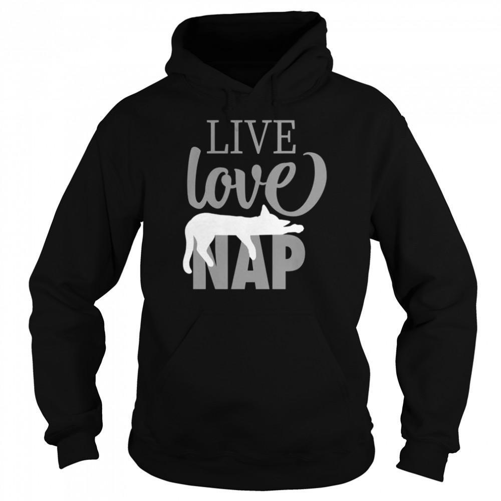 Live Love Nap schläfrige weiße Katze — Lazy Day Kitty Shirt Unisex Hoodie