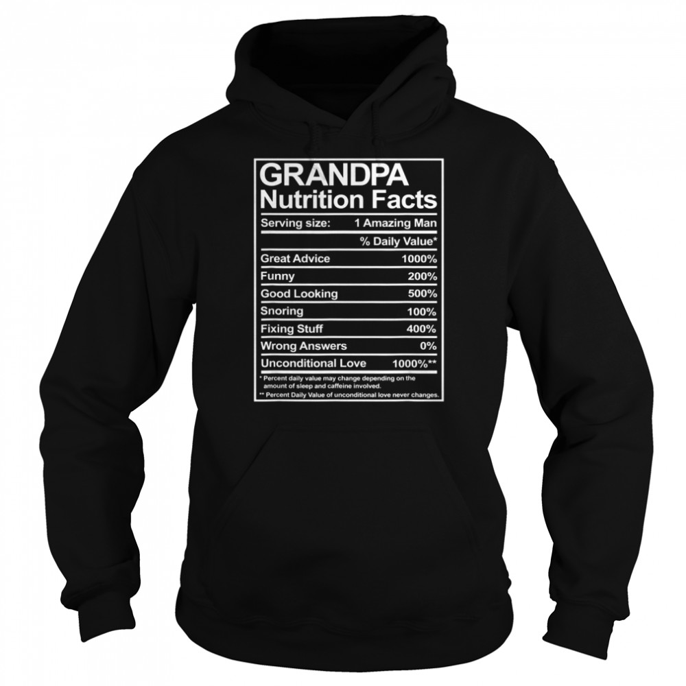 Mens Grandpa Nutrition Facts Thoughtful Sweet Fathers Day Shirt Unisex Hoodie