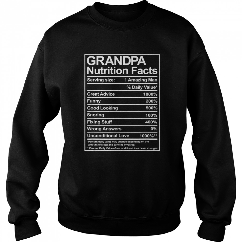 Mens Grandpa Nutrition Facts Thoughtful Sweet Fathers Day Shirt Unisex Sweatshirt