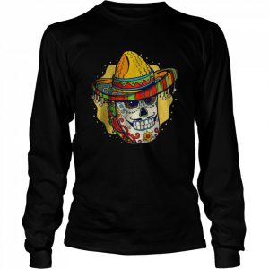 Mexican Taco Sugar Skull Cinco de Mayo Themed T-Shirt Long Sleeved T-shirt