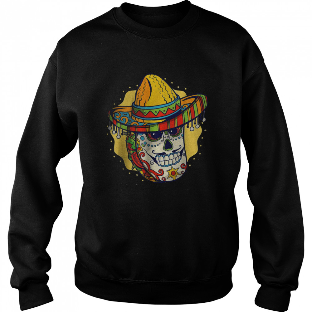 Mexican Taco Sugar Skull Cinco de Mayo Themed T-Shirt Unisex Sweatshirt