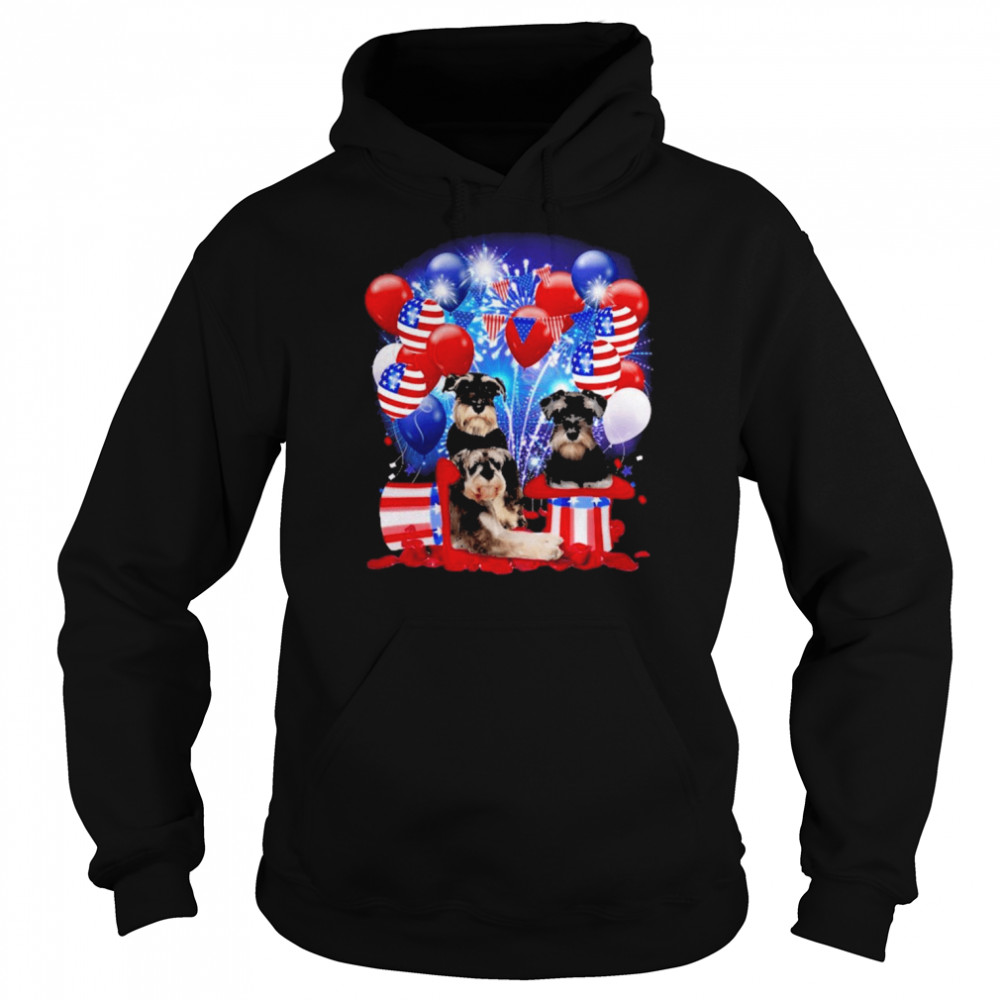 Miniature Schnauzer Balloons Fireworks Shirt Unisex Hoodie