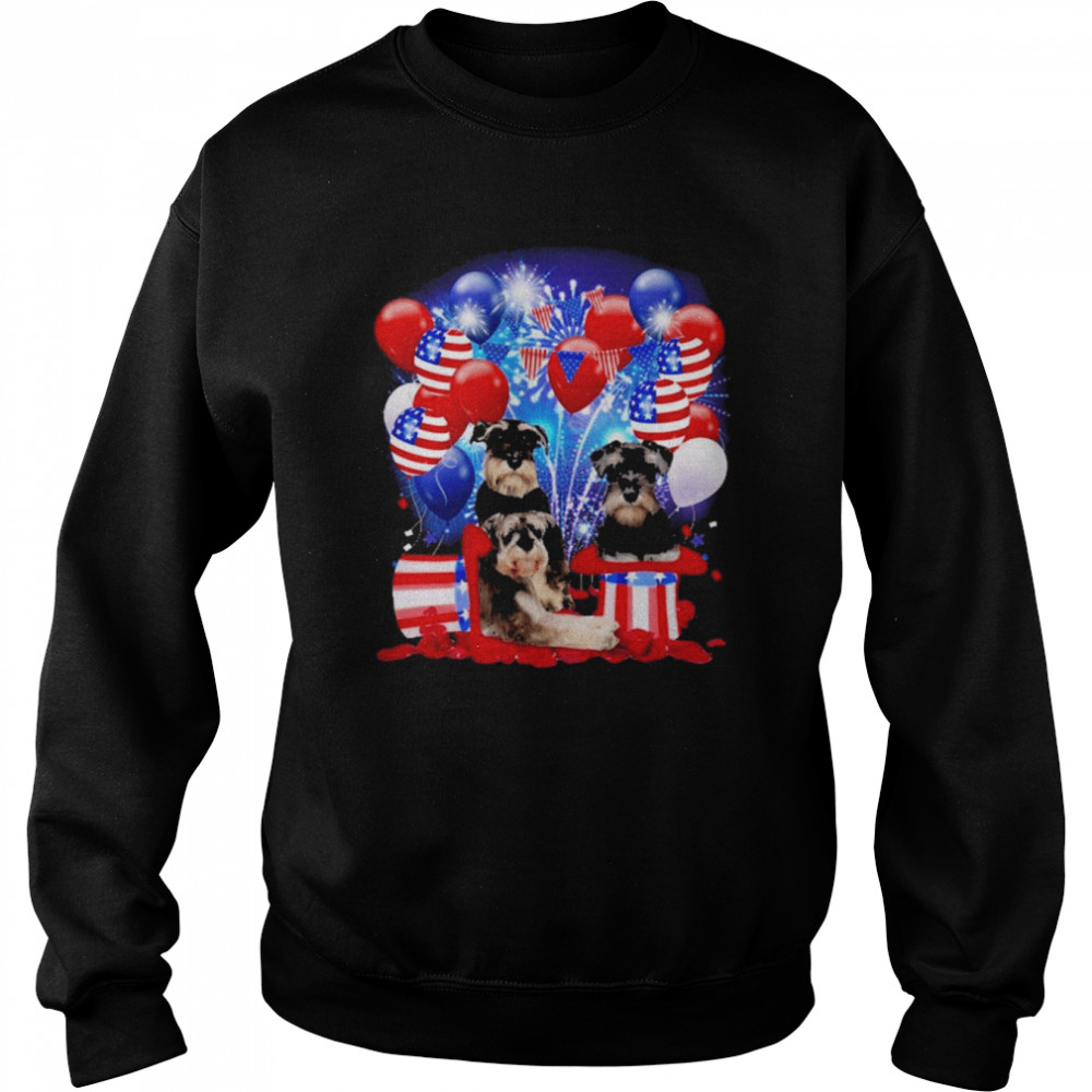 Miniature Schnauzer Balloons Fireworks Shirt Unisex Sweatshirt