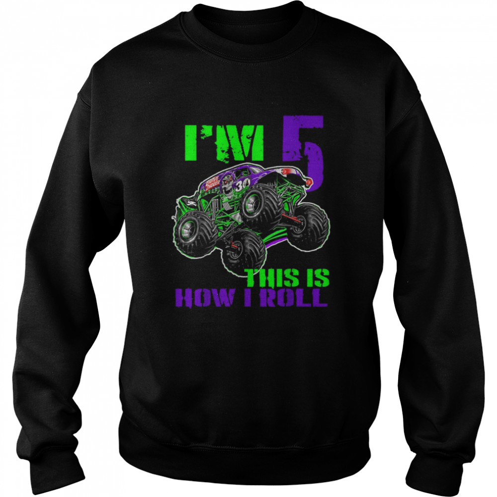 Monster Trucks Are My Jam 5th Birthday Boy 5 years old Shirt Unisex Sweatshirt