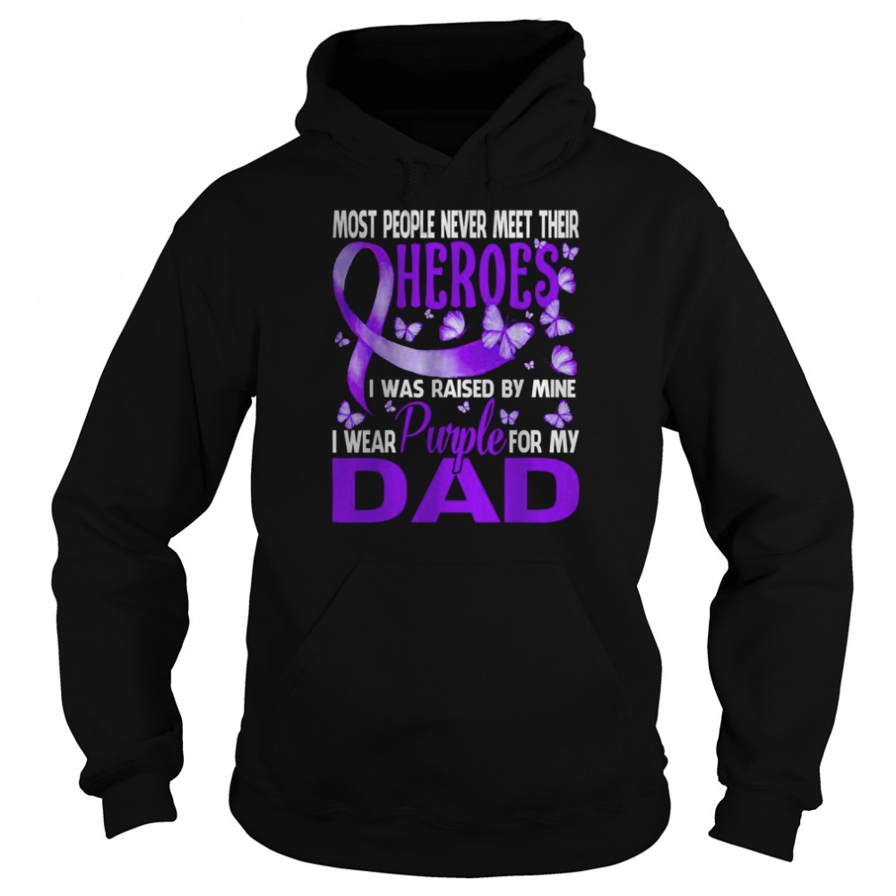 My Heroes I Wear Purple For My Dad Pancreatic Cancer Shirt Unisex Hoodie