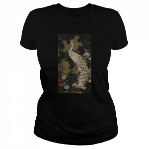 Old Pine Tree and Peacock Graphic Print Japan Art Lovers T-Shirt Classic Women's T-shirt