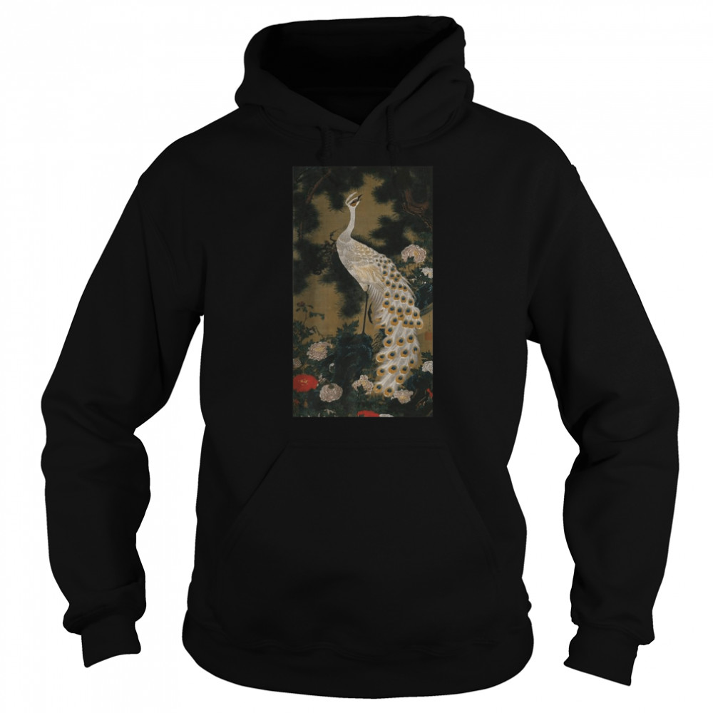 Old Pine Tree and Peacock Graphic Print Japan Art Lovers T-Shirt Unisex Hoodie