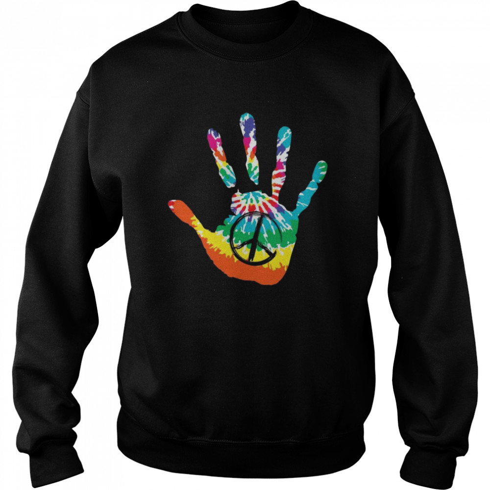 PEACE SIGN LOVE Handprint 60s 70s Tie Dye Hippie Costume Shirt Unisex Sweatshirt