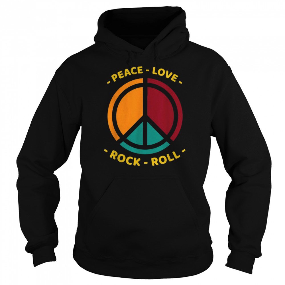 Peace Love Rock And Roll Shirt Vintage Peace Sign Sunset Shirt Unisex Hoodie