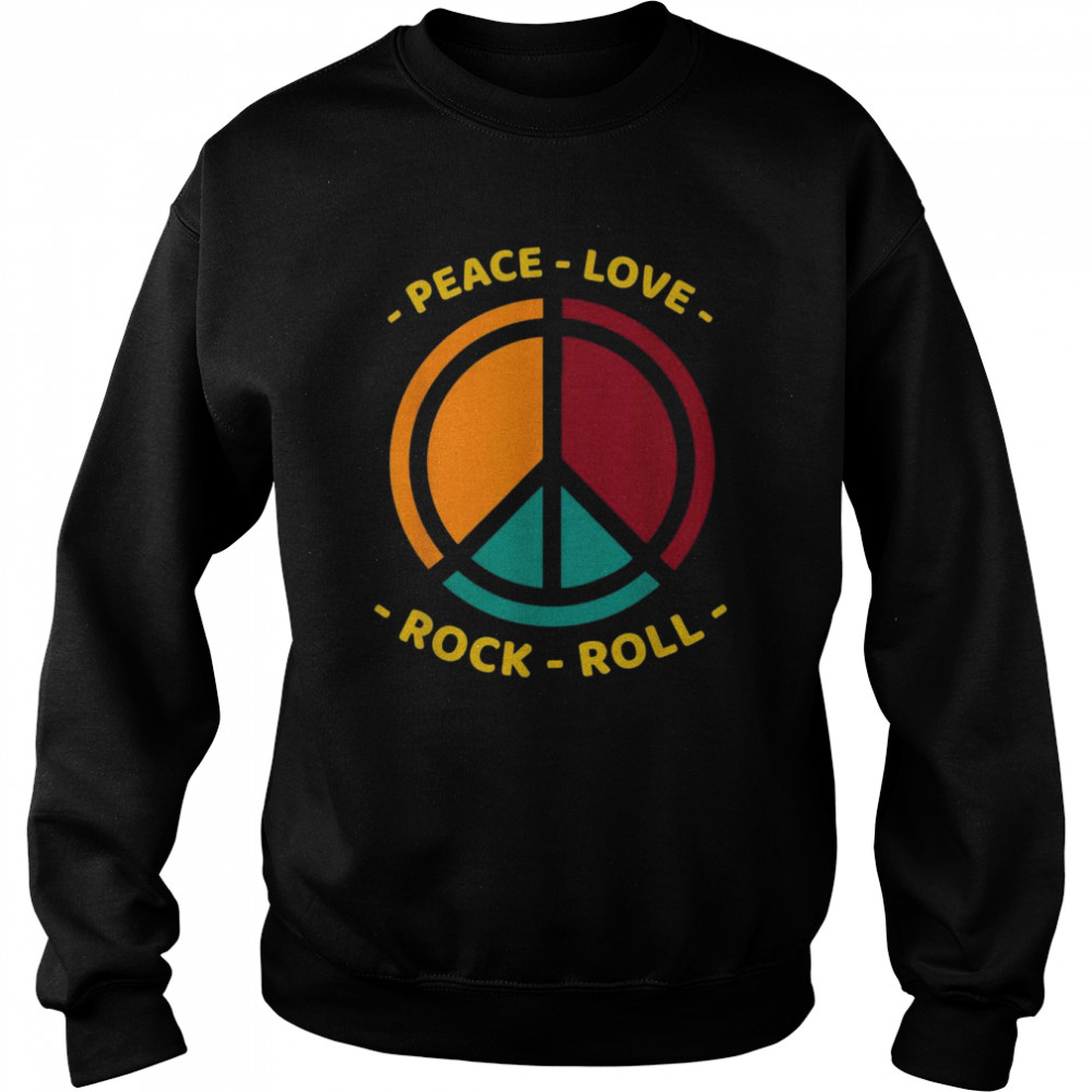 Peace Love Rock And Roll Shirt Vintage Peace Sign Sunset Shirt Unisex Sweatshirt