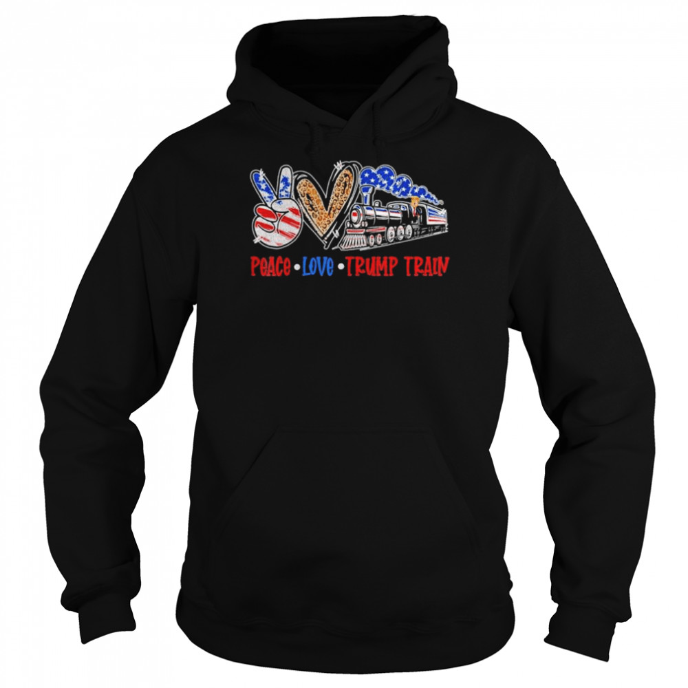 Peace love Trump train 2024 vintage American flag  Unisex Hoodie