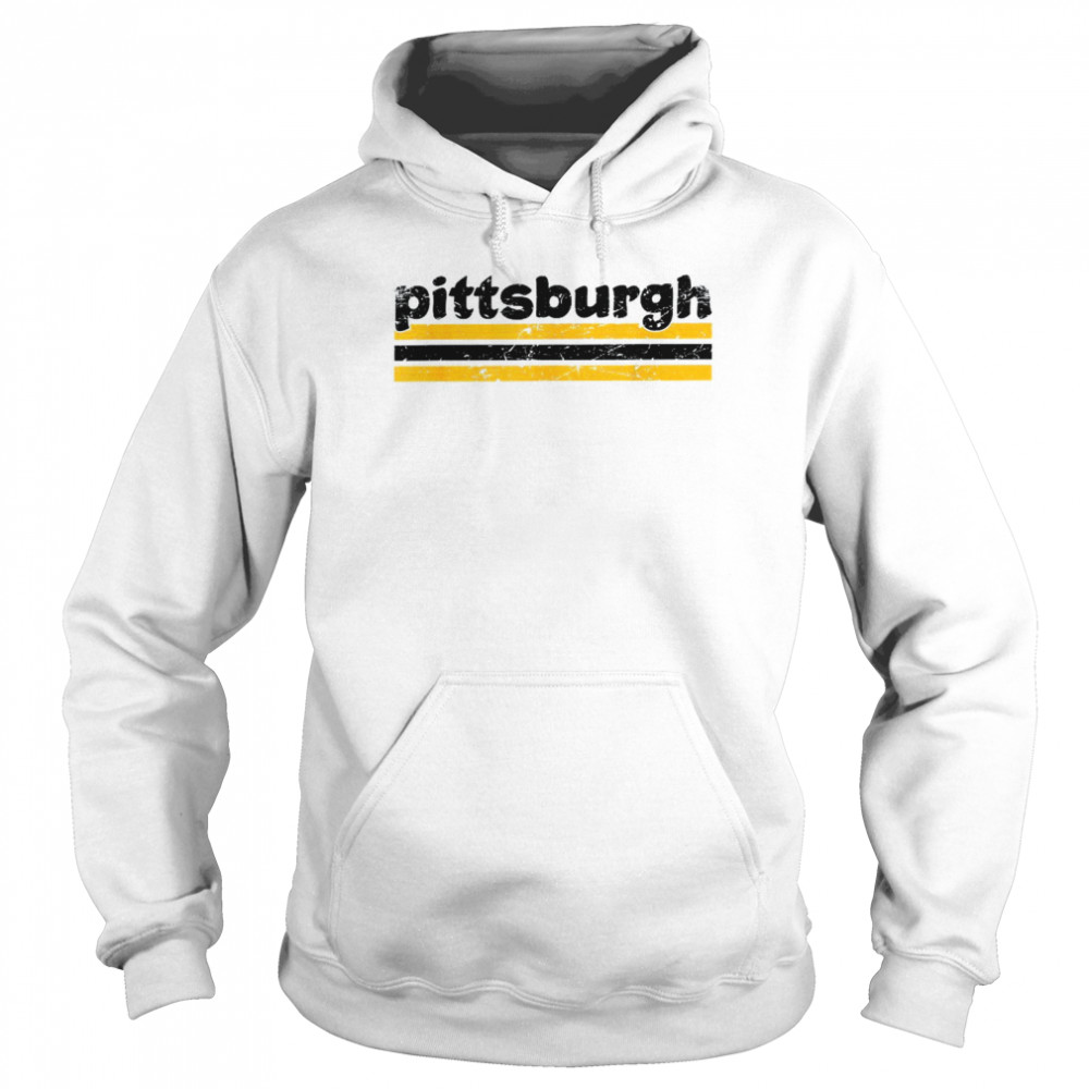 Pittsburgh Pennsylvania Three Stripe Vintage WeatheredShirt Unisex Hoodie