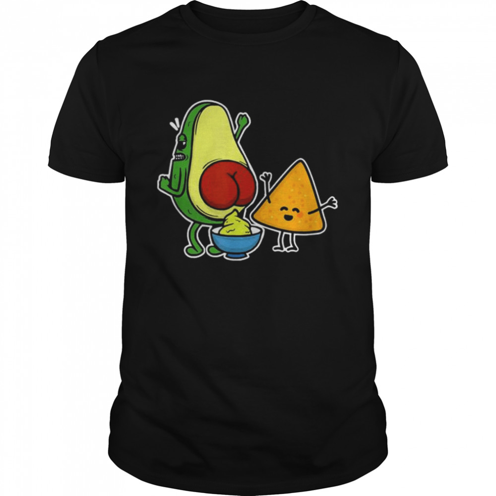 Pooping Avocado & Tortilla Chip Guacamole Poop Turd Vegan Tee Shirt