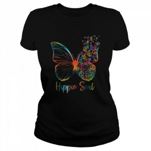 Pretty Hippie Soul Butterfly with Peace Signs Hippie T-Shirt Classic Women's T-shirt