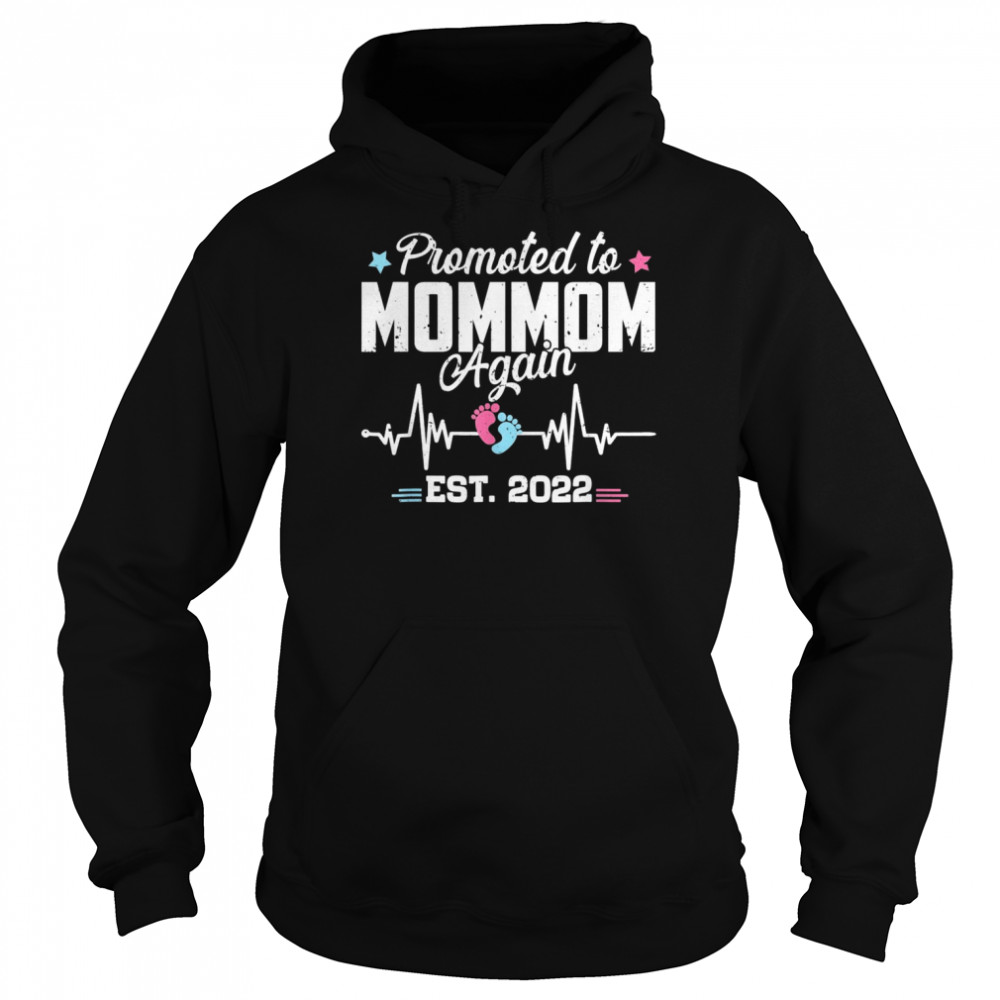 Promoted To Mommom Again Est 2022 Pregnancy Announcement Shirt Unisex Hoodie