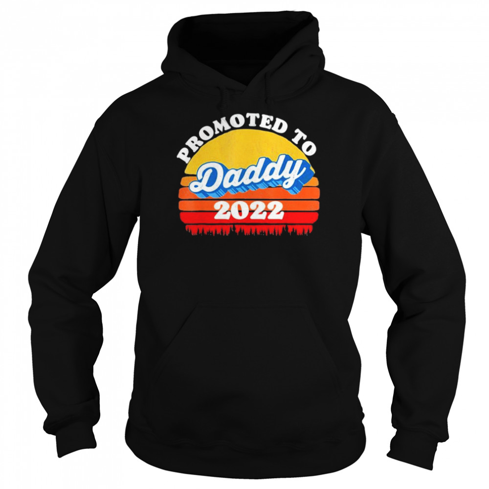 Promoted to daddy new dad retro fathers day vintage sunset  Unisex Hoodie