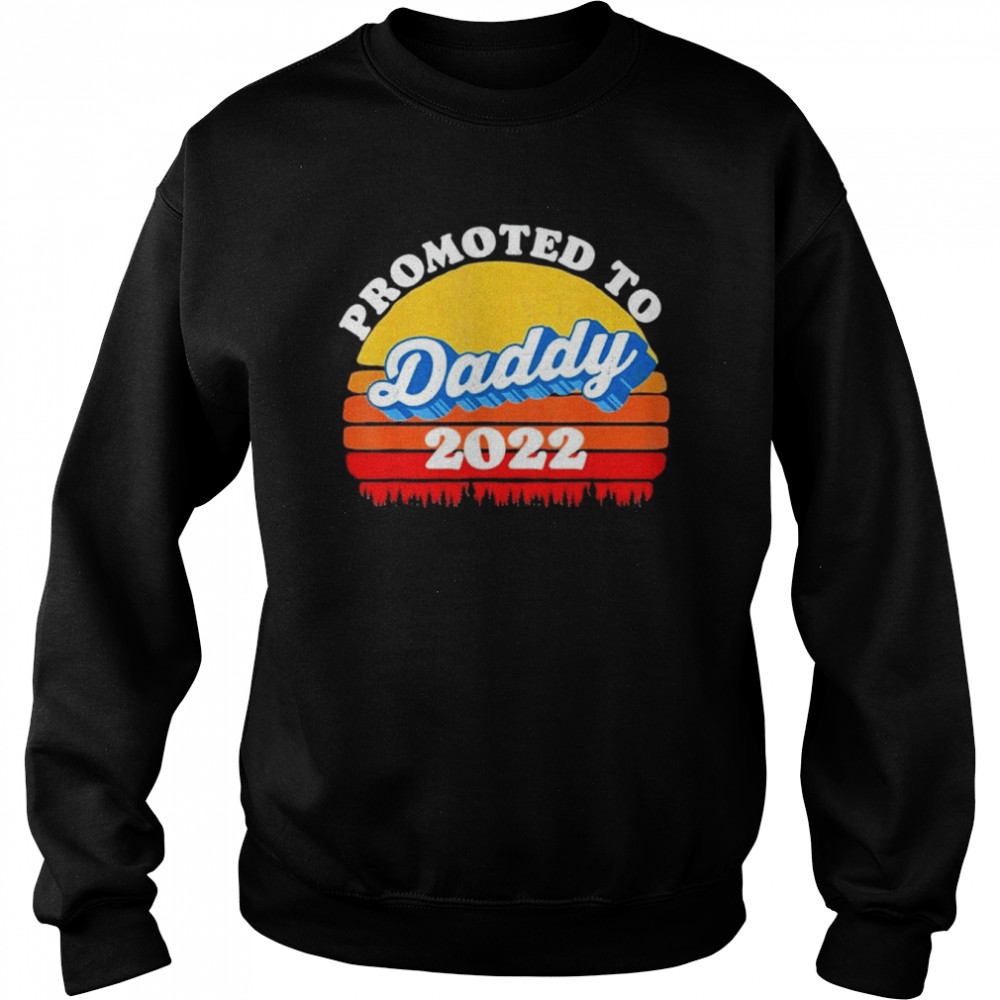 Promoted to daddy new dad retro fathers day vintage sunset  Unisex Sweatshirt