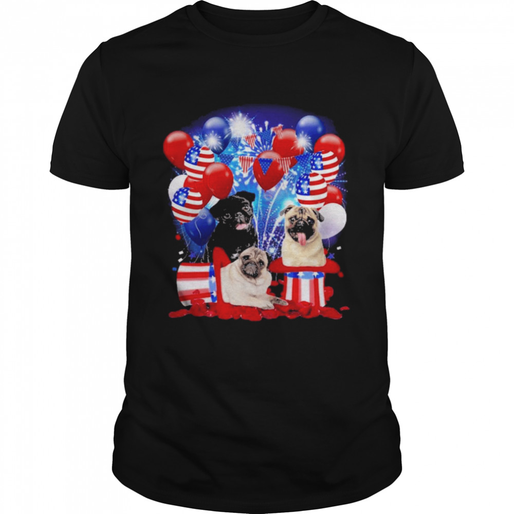 Pug Ballons Fireworks Balloons Fireworks Shirt