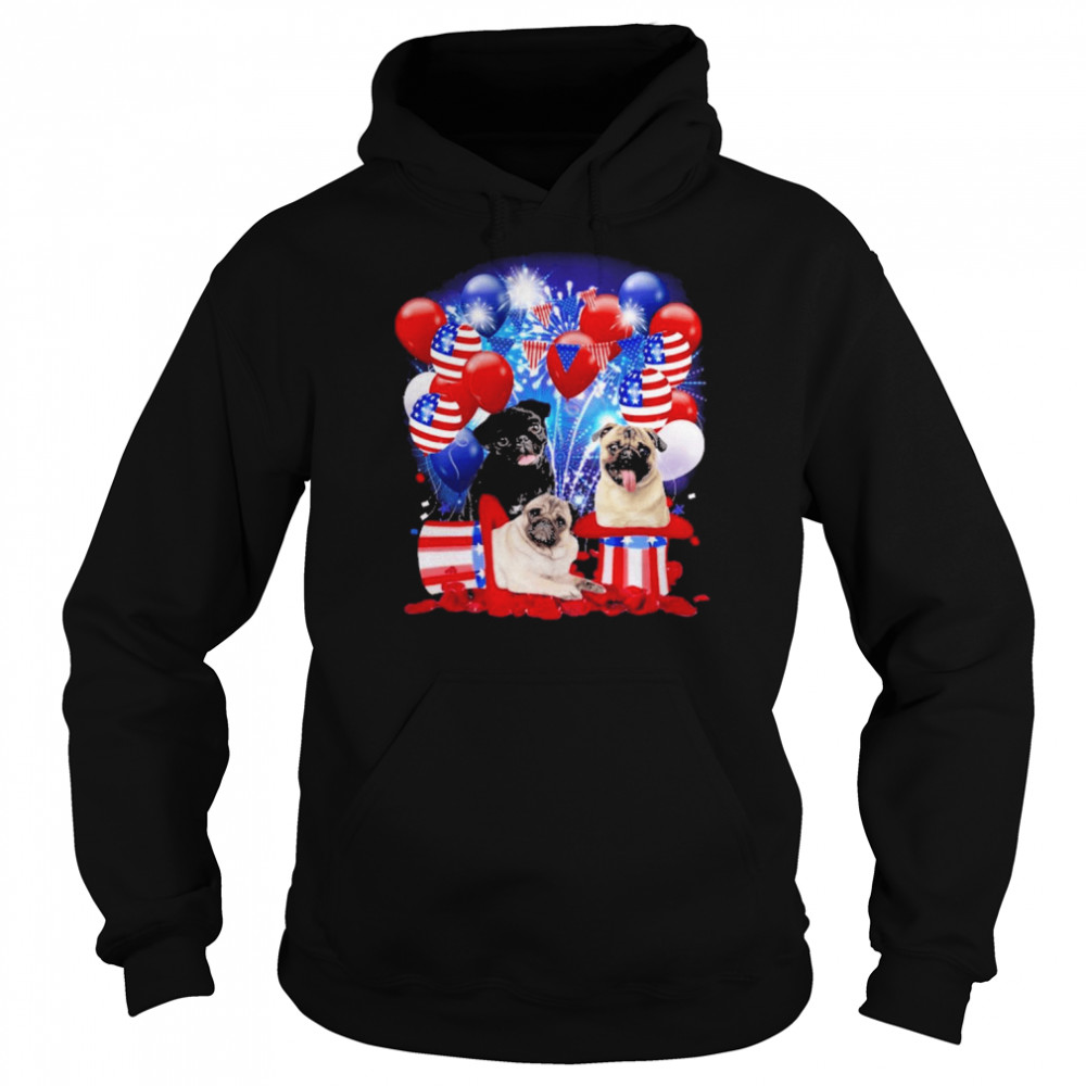 Pug Ballons Fireworks Balloons Fireworks Shirt Unisex Hoodie