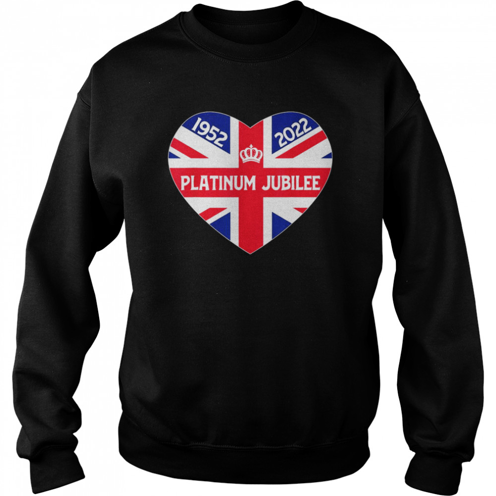 Queens Platinum Jubilee 2022 1952 Heart UK Flag Shirt Unisex Sweatshirt