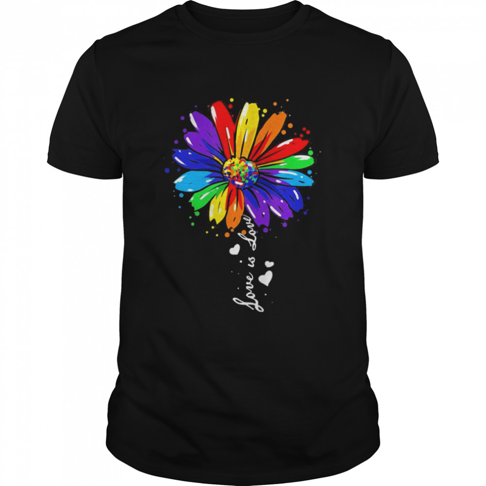 Rainbow Sunflower Love Is Love LGBT Gay Lesbian Pride T-Shirt