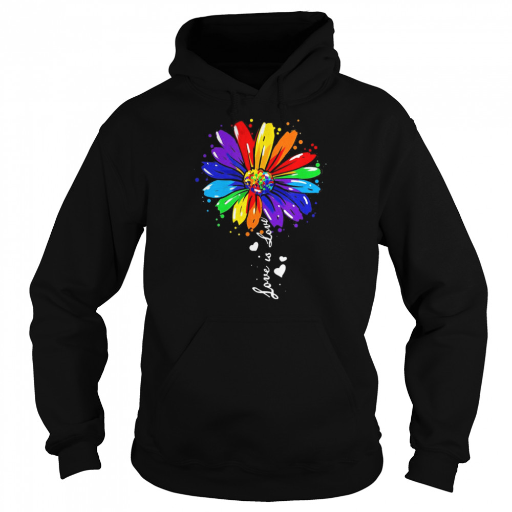 Rainbow Sunflower Love Is Love LGBT Gay Lesbian Pride T-Shirt Unisex Hoodie