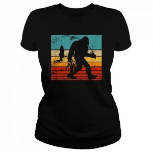 Retro Bigfoot Fishing Sasquatch and Fishing Shirt Classic Women's T-shirt