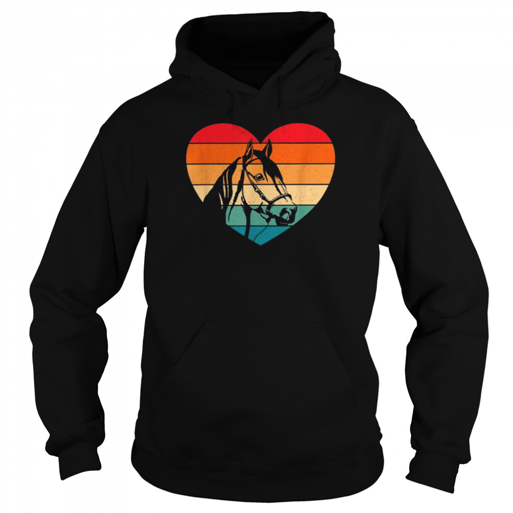 Retro Horse Heart Horseback Riding Horse Shirt Unisex Hoodie