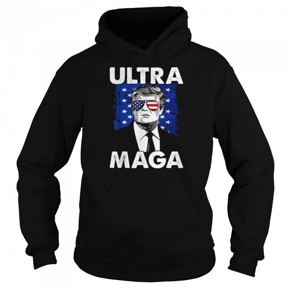 Retro grunge ultra maga Trump usa flag anti biden patriotic  Unisex Hoodie