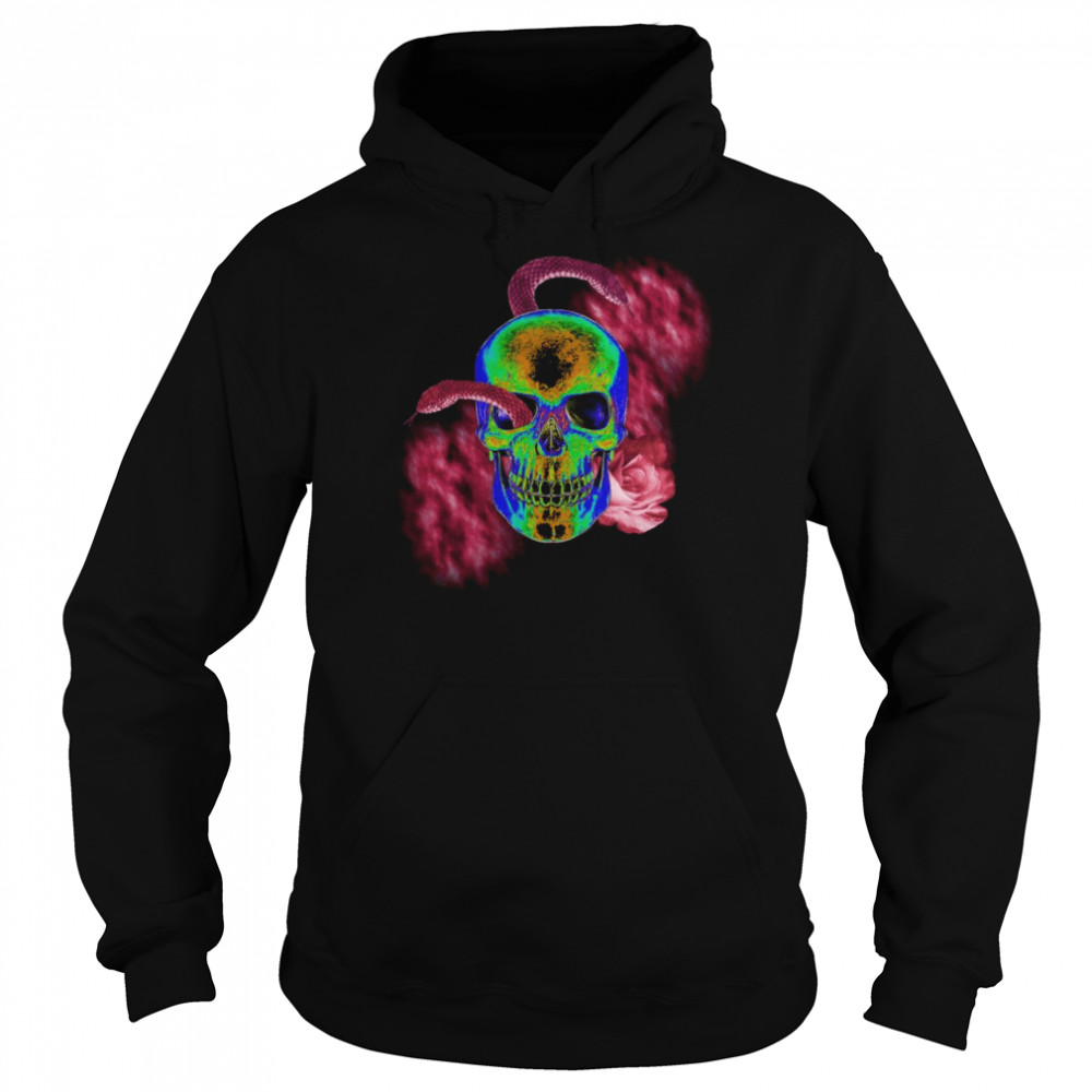 SKULL WITH SNAKES AND ROSE Shirt Unisex Hoodie