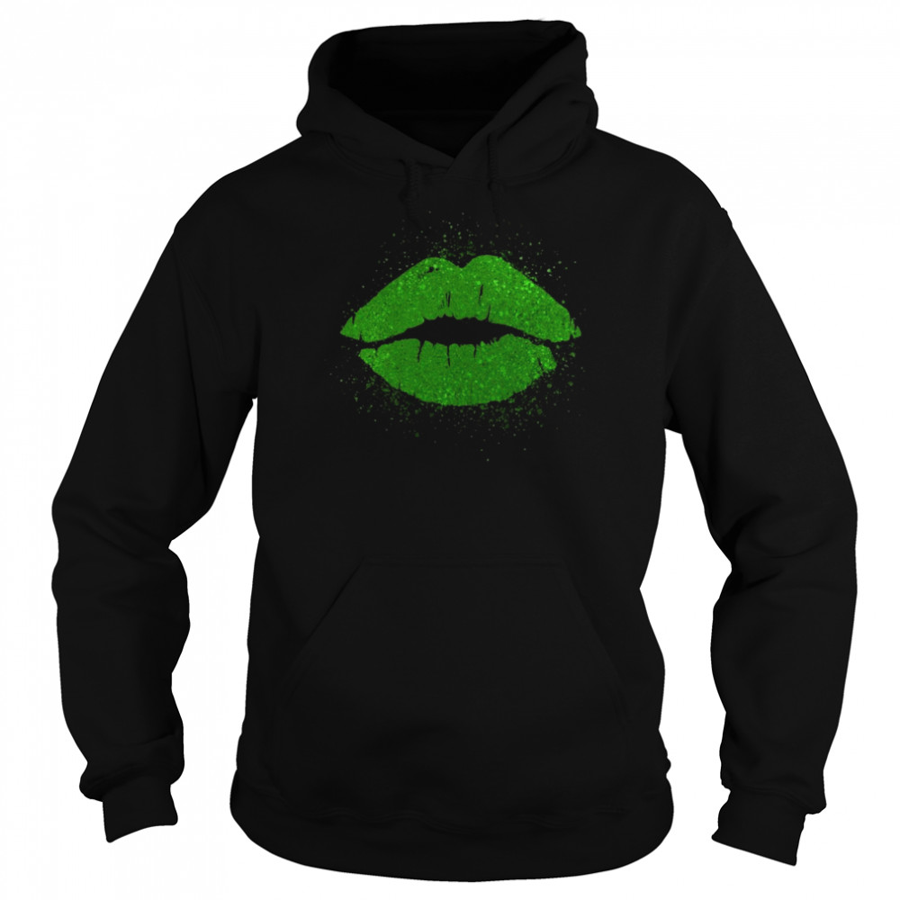 Sexy Irish Lips Kiss St Patricks Day Green Shamrock Shirt Unisex Hoodie